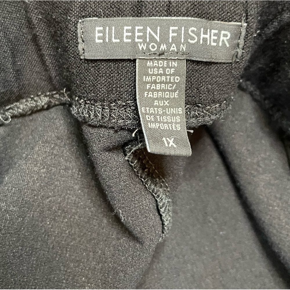 EILEEN fisher pull on black stretchy wide leg cropped/capri pants - Picture 5 of 7